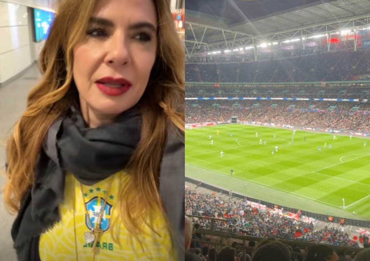 Luciana Gimenez passa 'perrengue' para viajar e chega a tempo de assistir  jogo da seleção brasileira em Londres