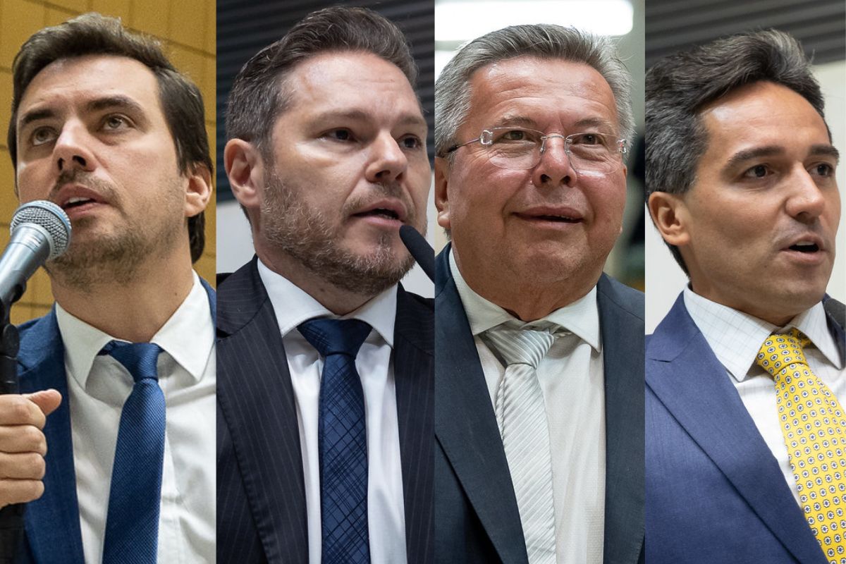 Montagem mostra os deputados estaduais Vinícius Camarinha, Danilo Campetti, Carlão Pignatari e Paulo Mansur - Metrópoles