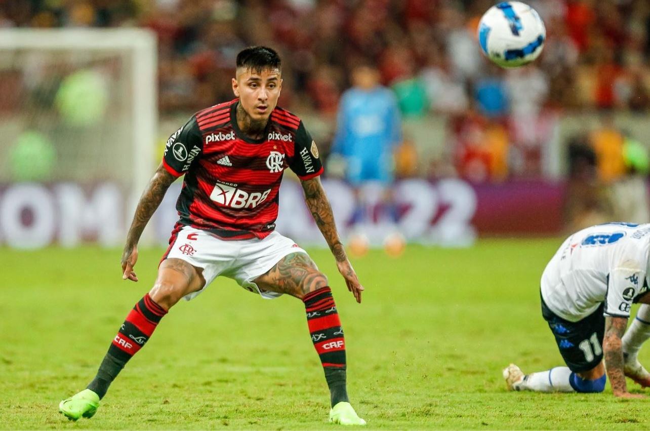 Pulgar em ação pelo Flamengo em partida do Brasileirão