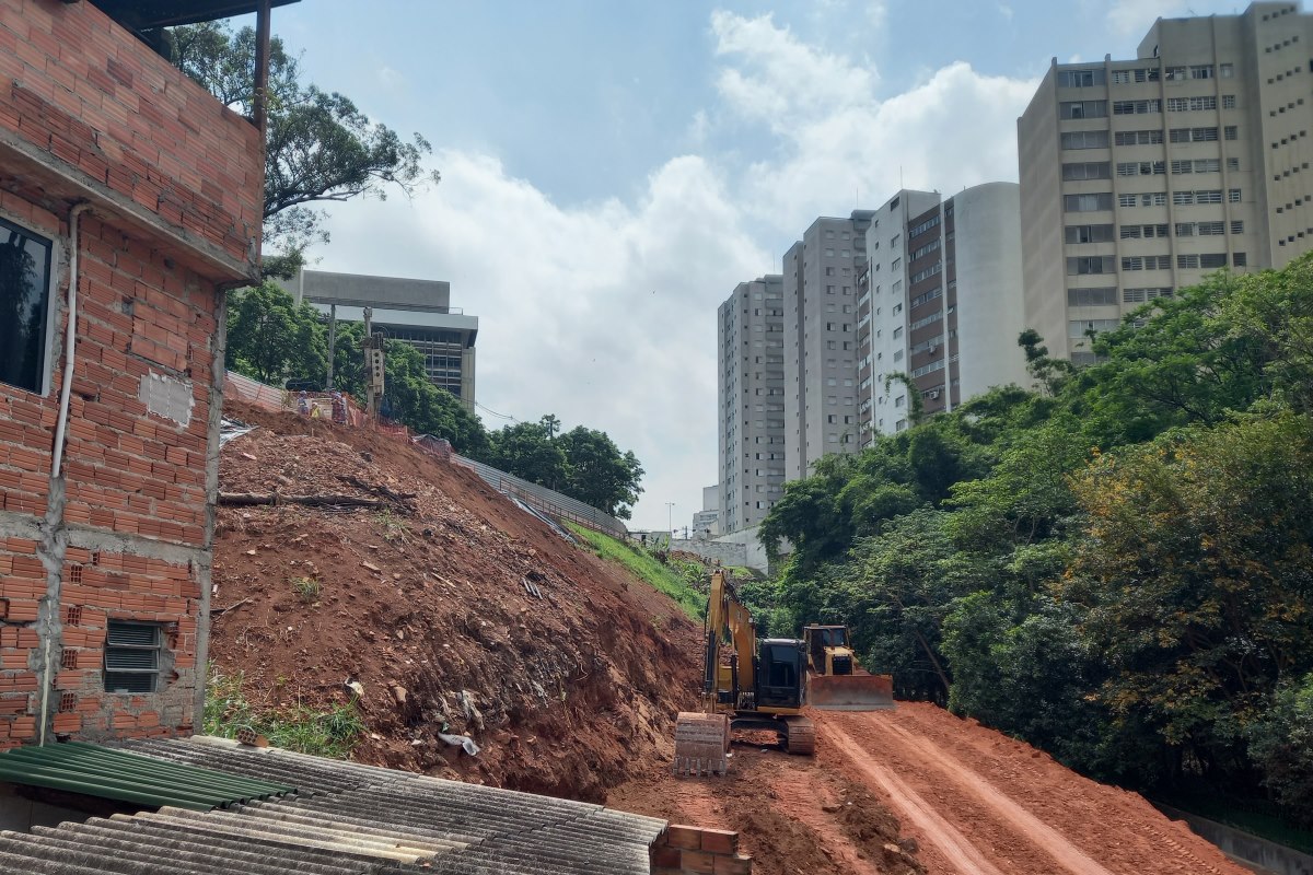 Imagem mostra obra de túnel da Sena Madureira, na Vila Mariana, na zona sul de São Paulo - Metrópoles