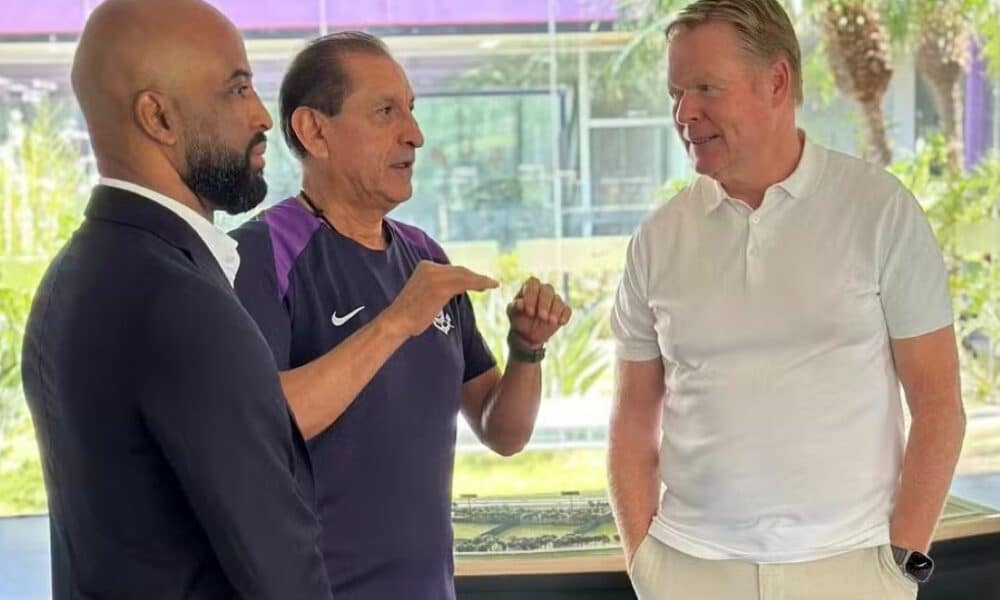 Ronald Koeman com Ramón Díaz e Fabinho Soldado no Corinthians