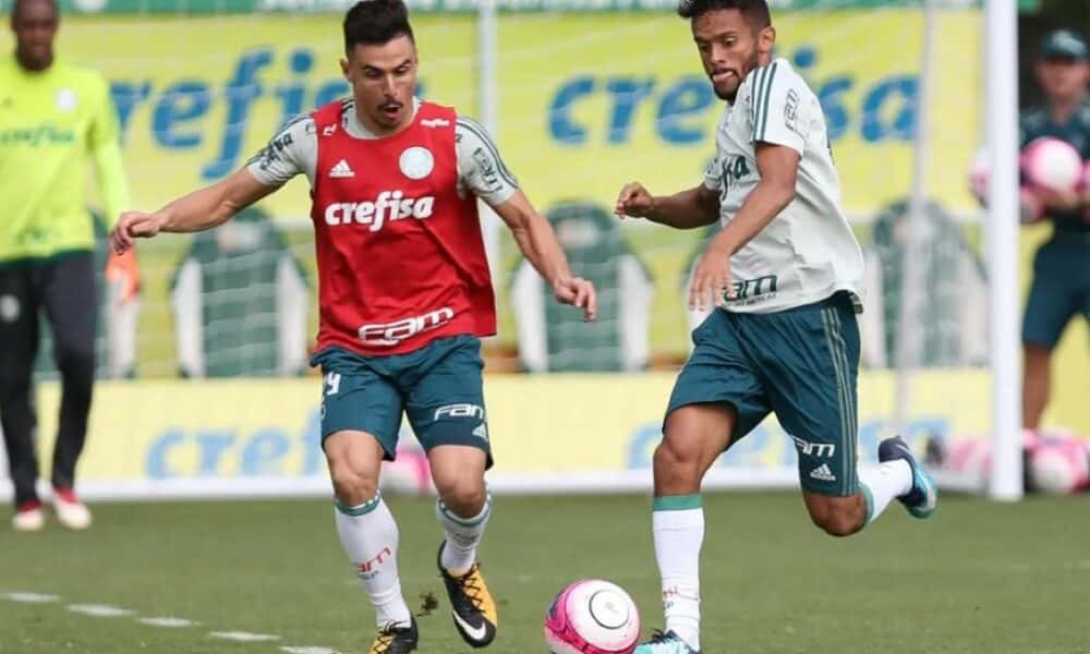 Gustavo Scarpa e Willian Bigode na época que jogaram juntos pelo Palmeiras