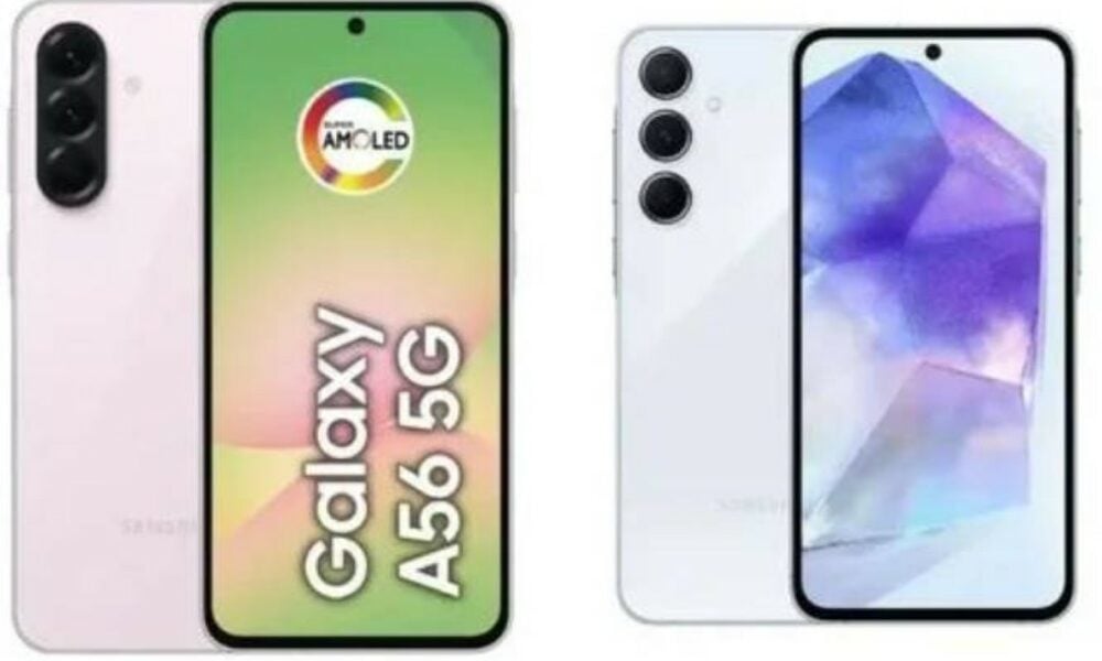 Galaxy A56 à esquerda; o Galaxy A55 à direita